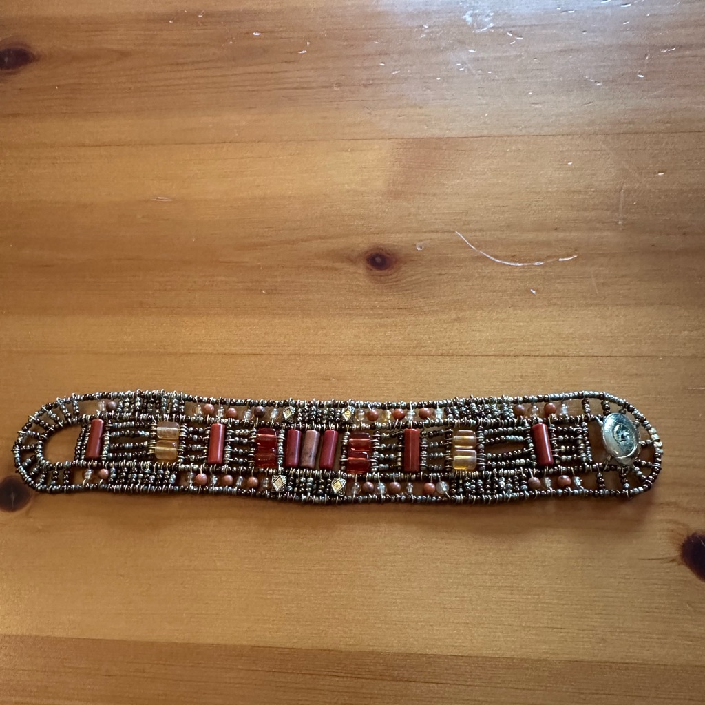 Orange And Gold Beaded Bracelet Preowned